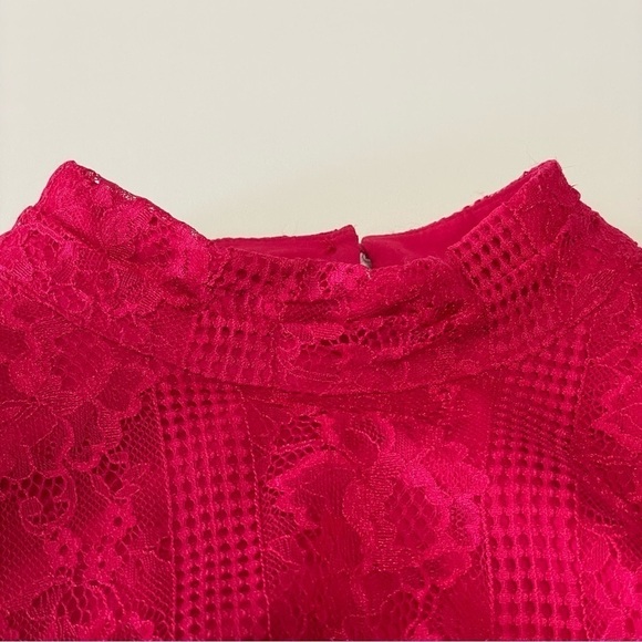 NWT Anthropologie Maeve Lace Open Back Mini Dress Raspberry Red 8 Medium - Picture 12 of 16
